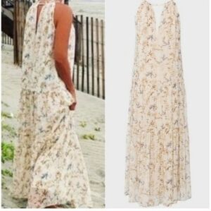 Anthropologie Drew Floral Halter Neck Sleeveless Tiered Maxi Dress Size Small